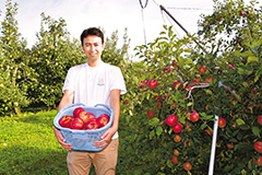 「福島から農業の魅力を発信したい」。大野さんが栽培したリンゴには、地域への思いが込められている＝18日　福島・石川町